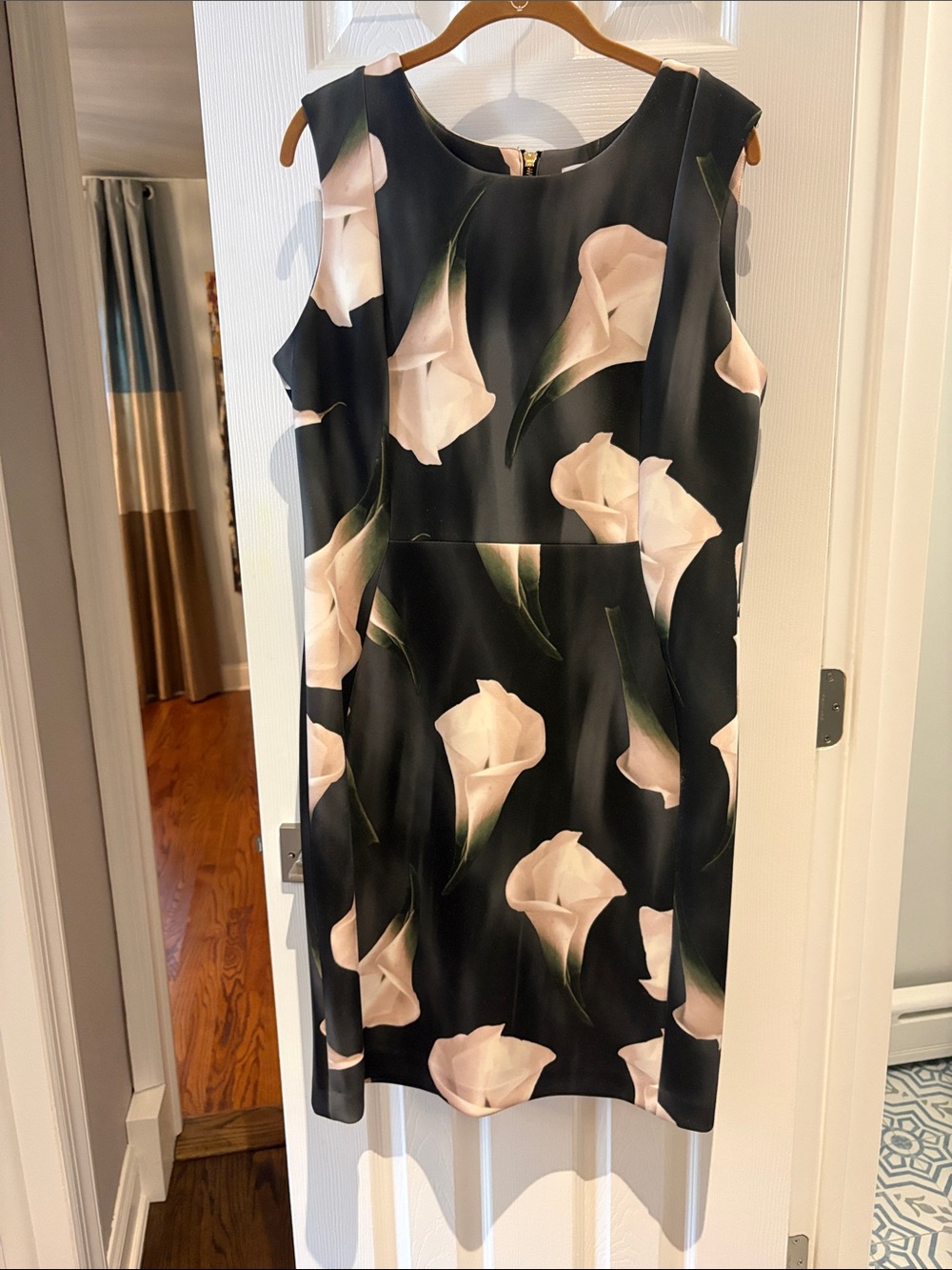 Calvin Klein Black Dress with Blush Floral Print